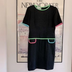 Vintage Liptons dress in black with pastel trim classic cut Chanel vibes  size 8